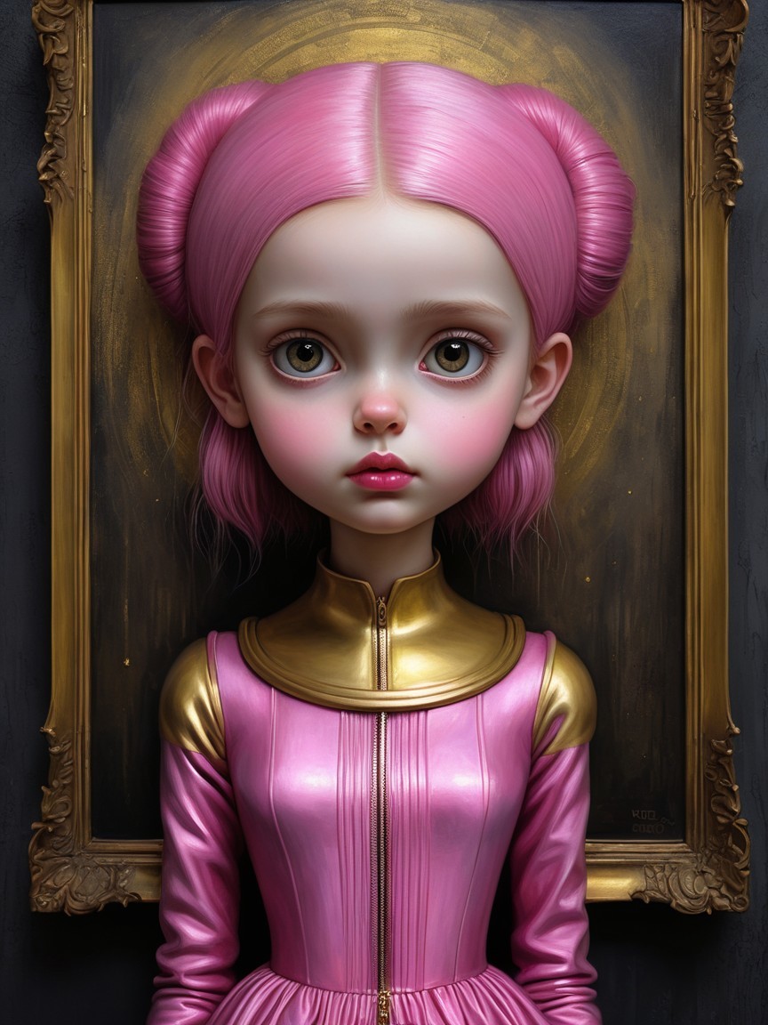 Whimsical Portrait of a Young Girl with Pastel Hair