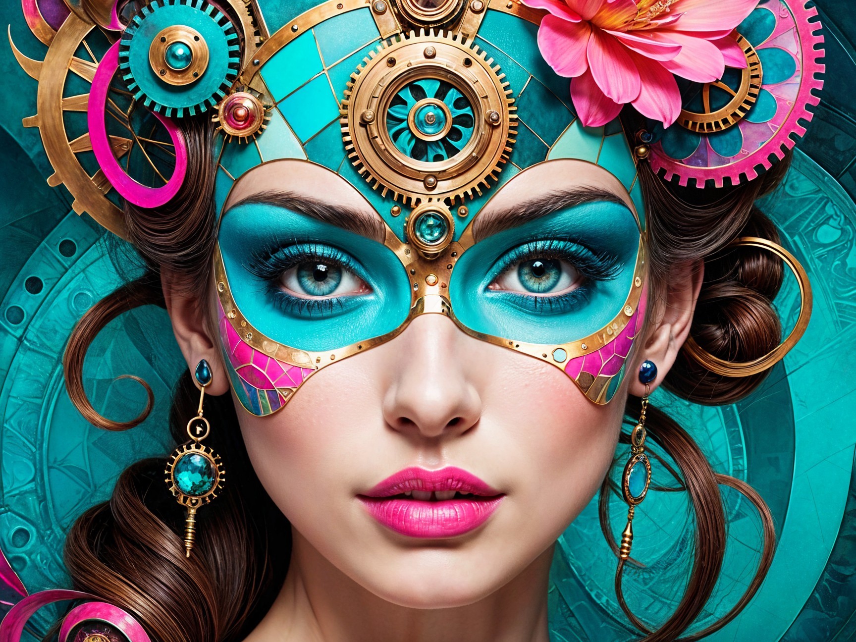 Portrait of a Woman in a Steampunk-Inspired Mask
