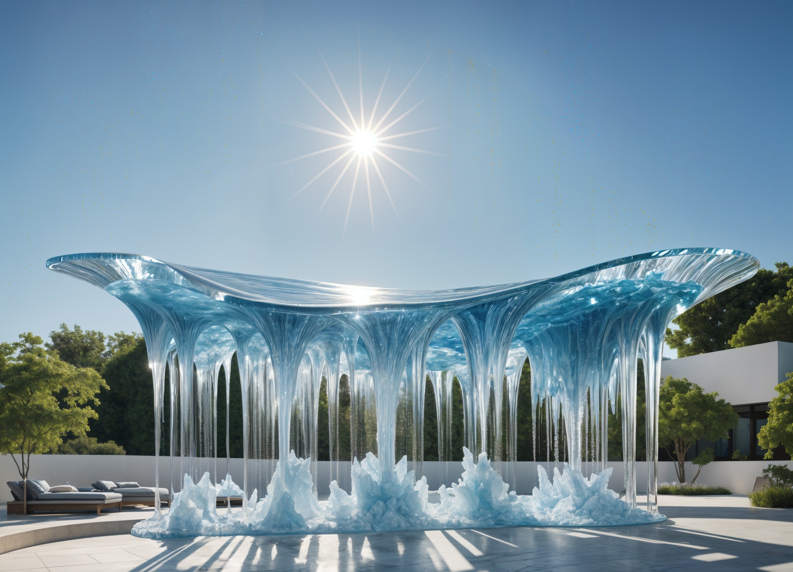 Translucent Blue Outdoor Sculpture Surrounded by Nature
