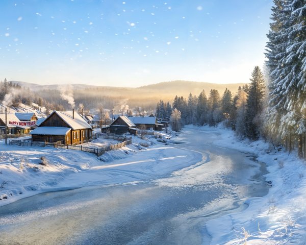 Panoramic Winter Wonderland with Snowy Landscape