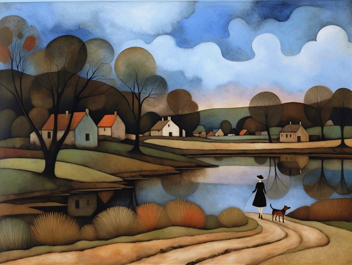 Serene Landscape with Winding Path and Tranquil Lake