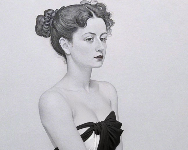 Portrait of a Woman in Elegant Strapless Dress