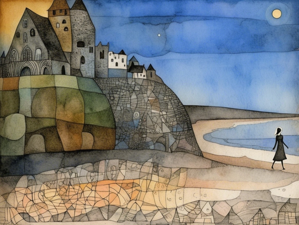 Whimsical Cliffside Village with Dreamlike Landscape