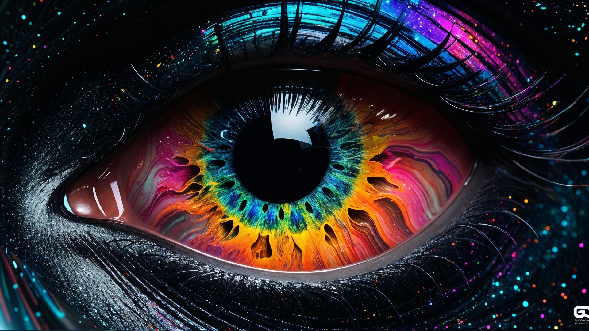 Close-Up of a Colorful Human Eye with Intricate Iris