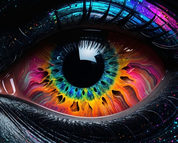 Close-Up of a Colorful Human Eye with Intricate Iris