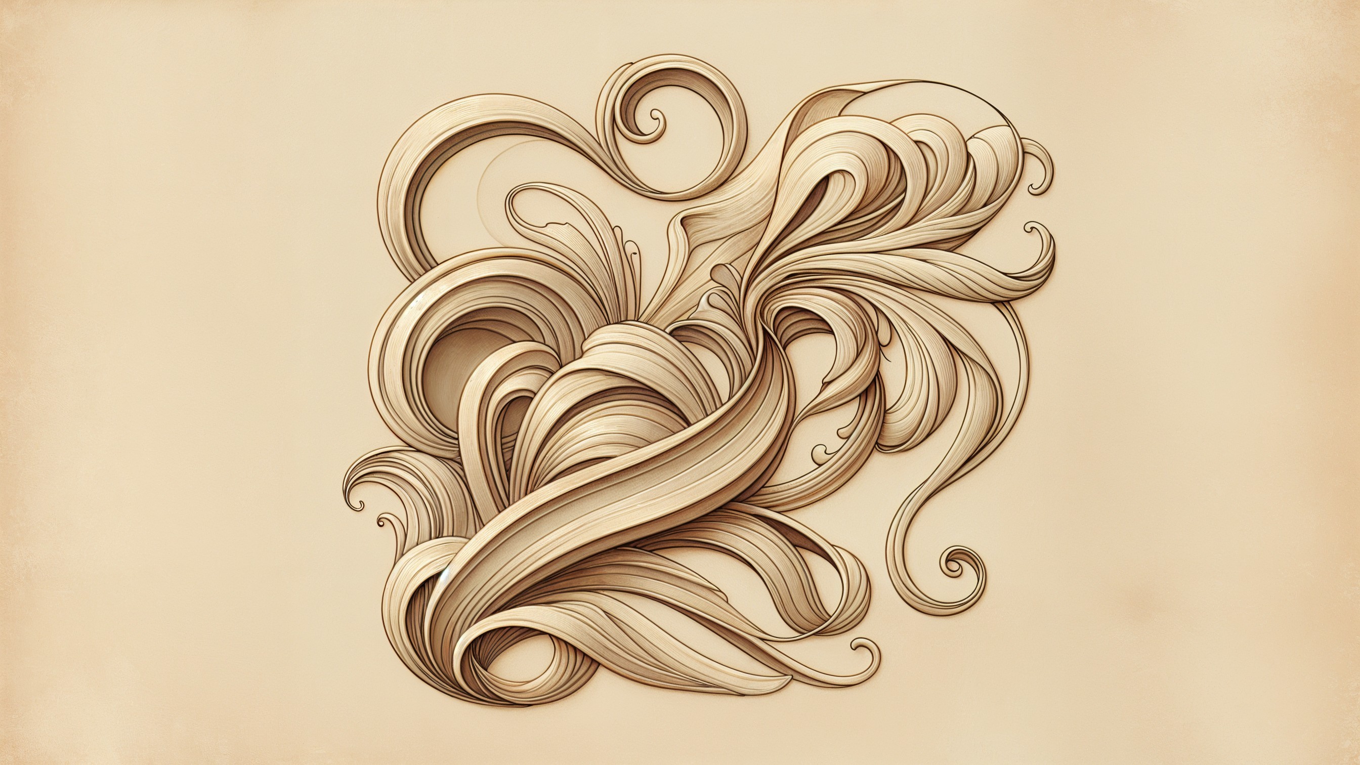 Intricate Flowing Lines in Soft Beige Artwork