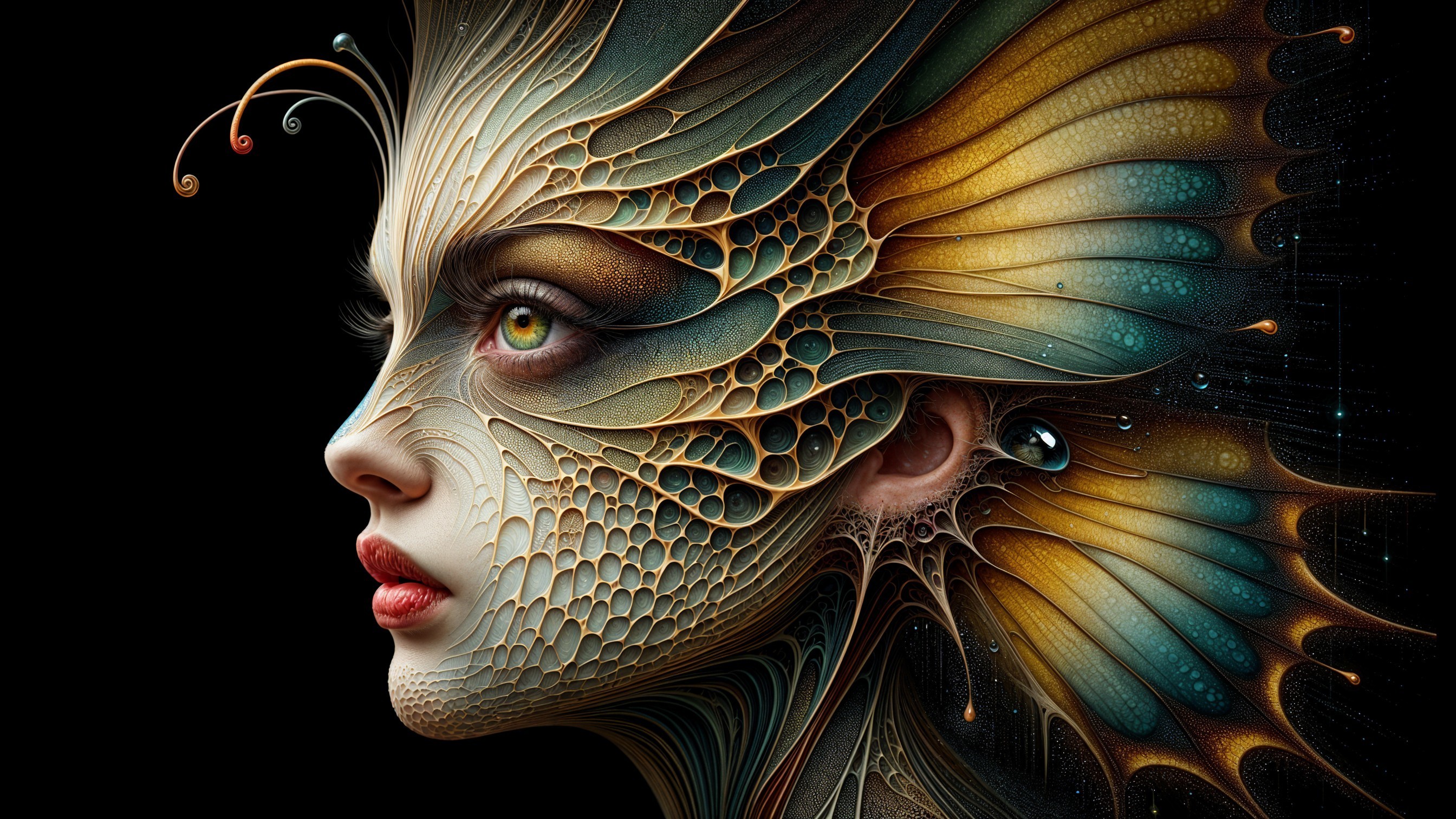 Surreal Portrait of a Woman with Organic Patterns