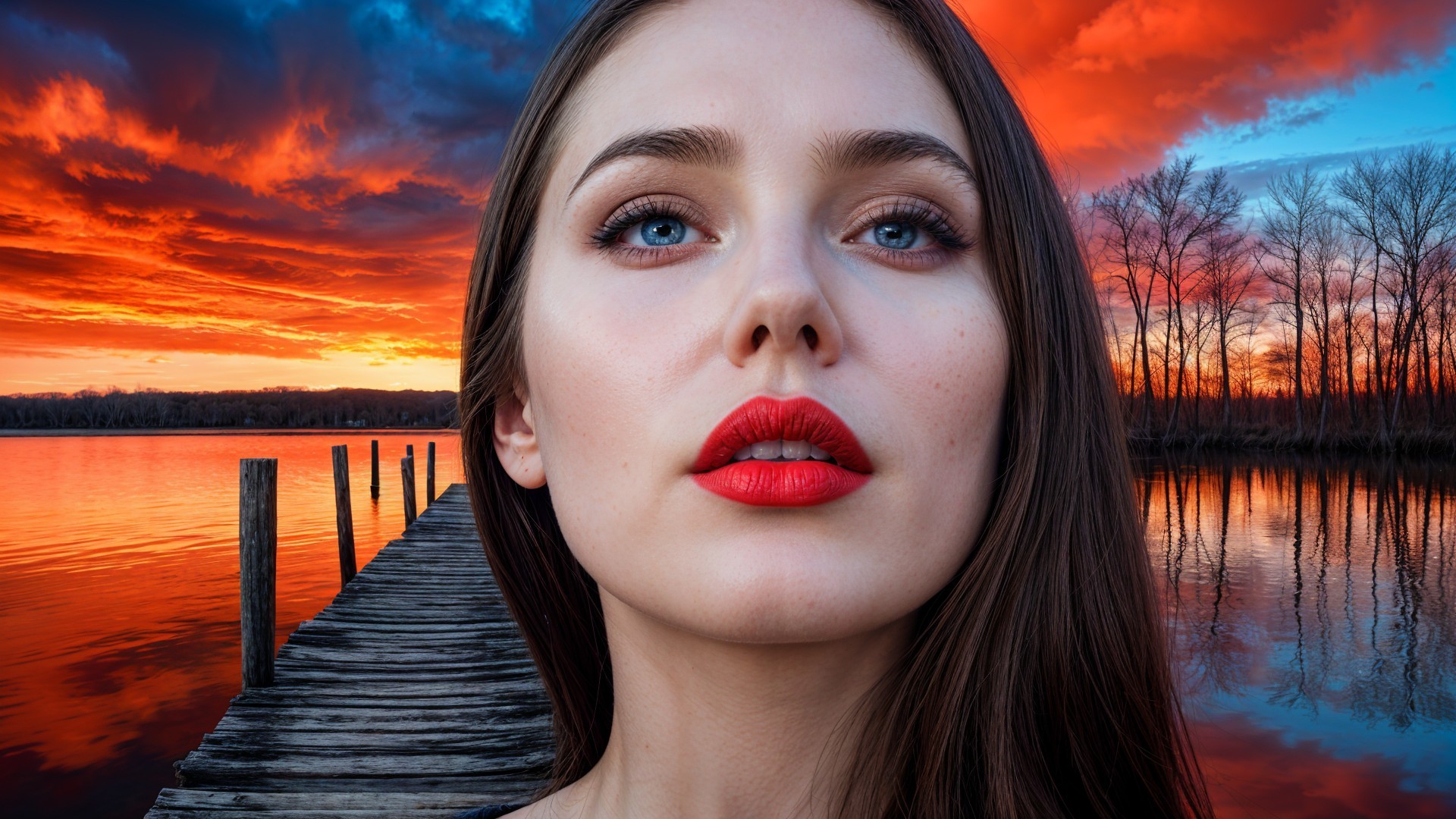 Close-up Portrait of Woman with Sunset Background
