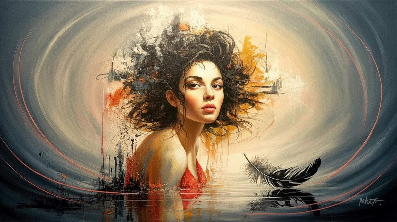 Portrait of a Young Woman with Abstract Background