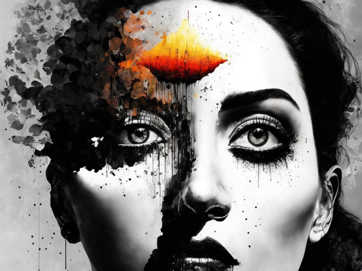 Artistic Portrait of a Woman with Color Contrast