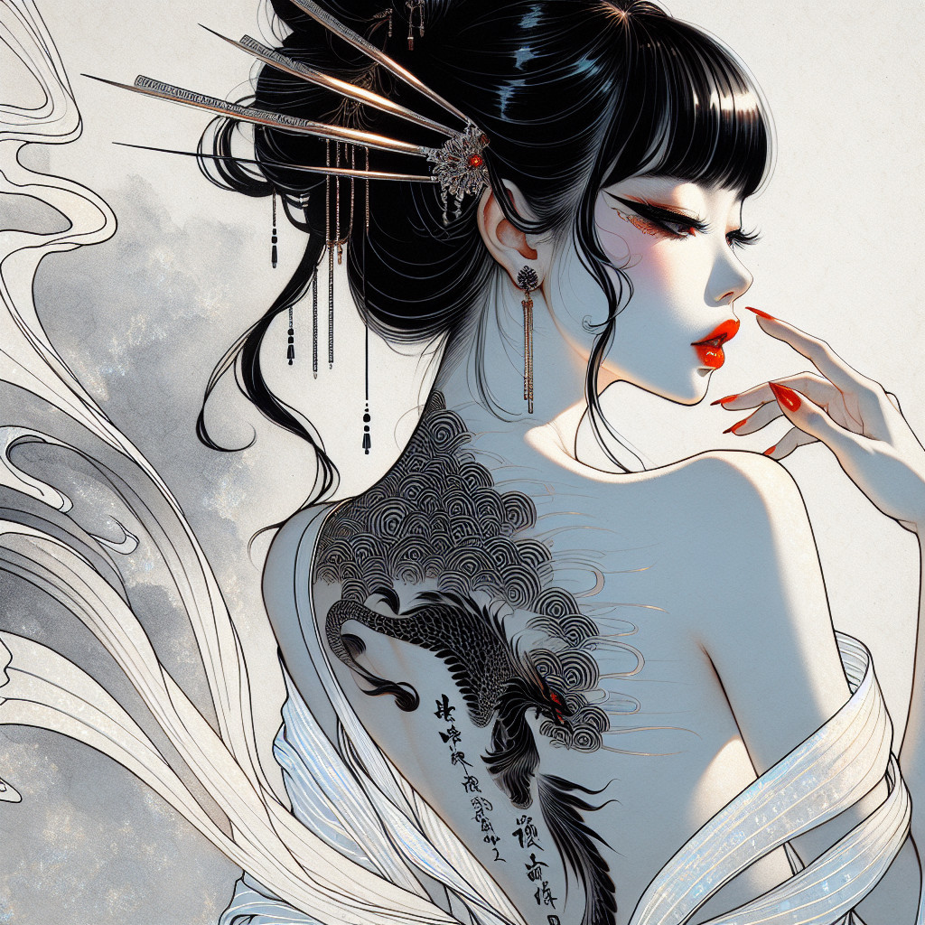 Hyperrealistic Painting of Woman in Chinese Gown