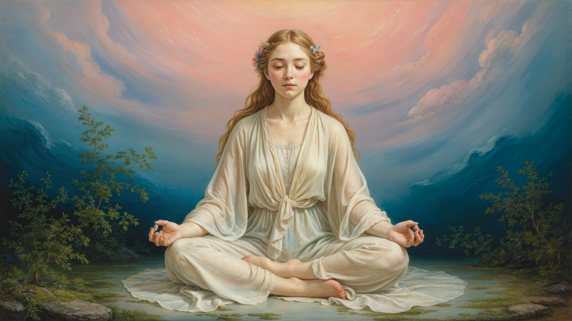 Serene Woman Meditating in Nature's Tranquility