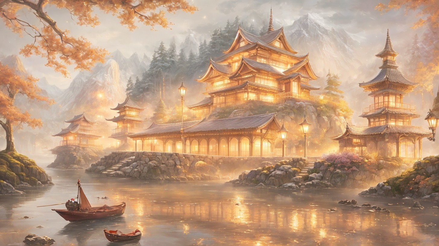 Ethereal Landscape of an Ancient Japanese Village