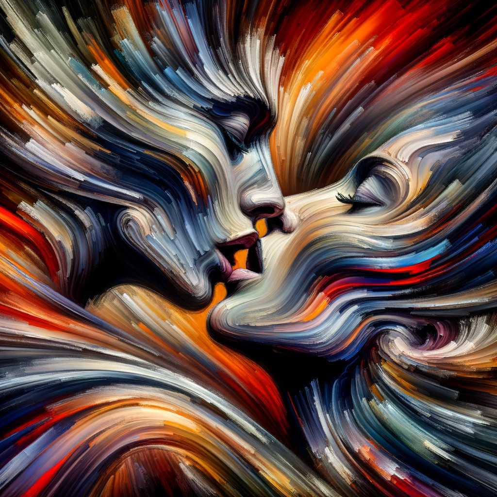 Abstract Artwork of Two Faces in Vibrant Colors