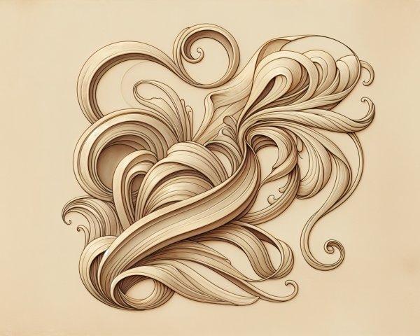 Intricate Flowing Lines in Soft Beige Artwork