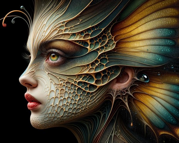 Surreal Portrait of a Woman with Organic Patterns
