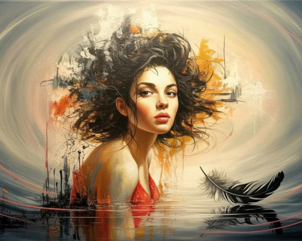 Portrait of a Young Woman with Abstract Background