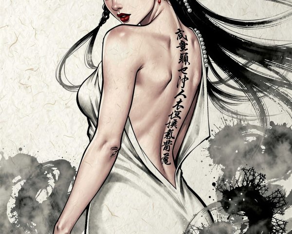 Full body illustration of a Chinese woman in toga