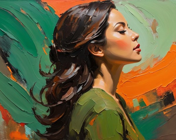 Side Profile of a Woman with Vibrant Background