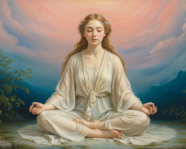 Serene Woman Meditating in Nature's Tranquility