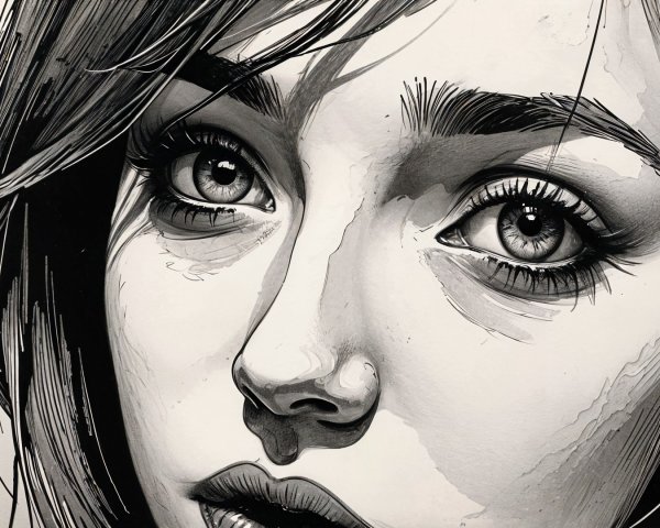 Close-Up Portrait of a Young Woman with Expressive Eyes