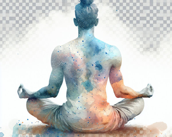 Meditative Figure in Soft Watercolor Hues
