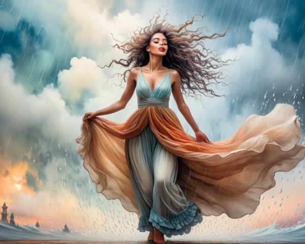 Fantasy Art Digital Painting of a Woman in Motion