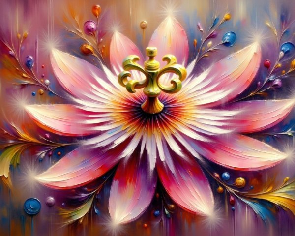 Vibrant Abstract Flower with Colorful Swirls and Beads