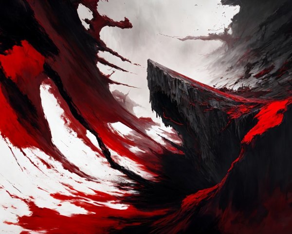 Dramatic Landscape of Reds and Blacks with Cliffs