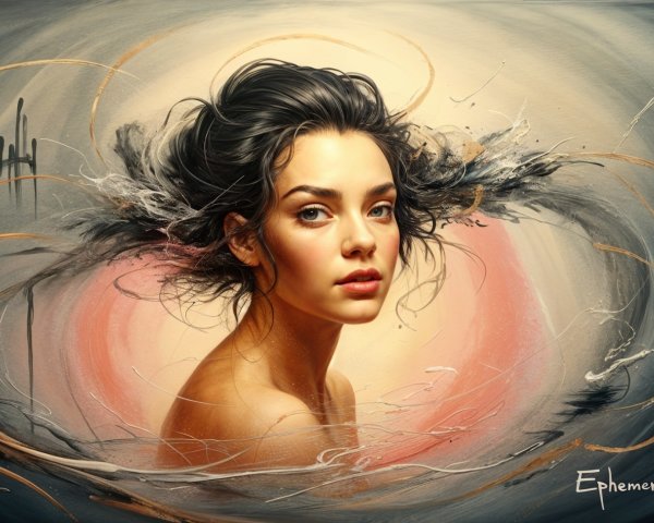 Portrait of a Woman with Abstract Elements and Hues
