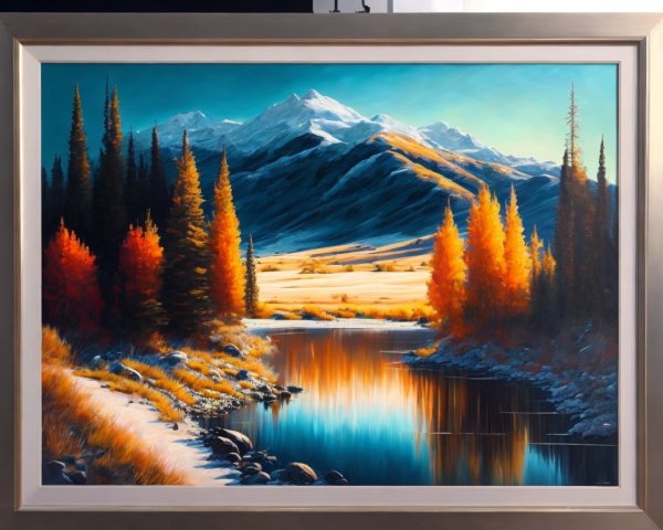 Vibrant Landscape of River and Autumn Trees in Valley