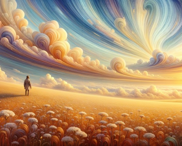Golden Field with Colorful Sky at Sunset