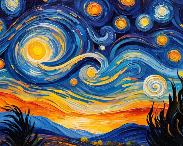 Vibrant Night Sky with Stars and Bright Moon