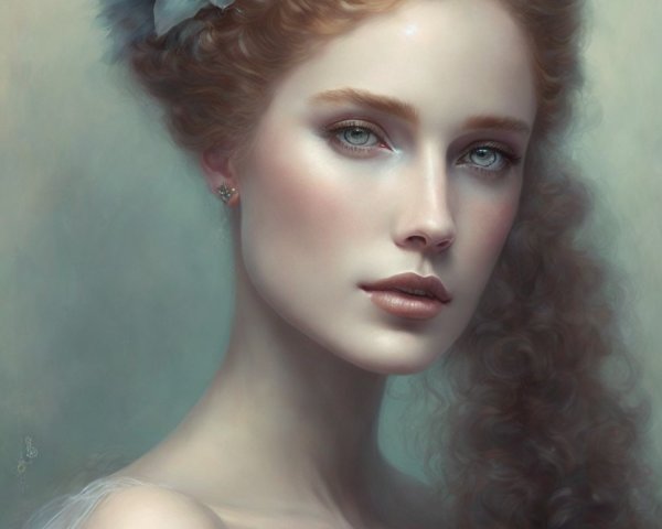 Digital Painting of a Serene Woman in Ethereal Style
