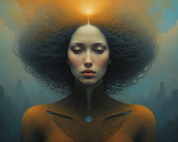 Serene Woman in Soft Light with Ethereal Background