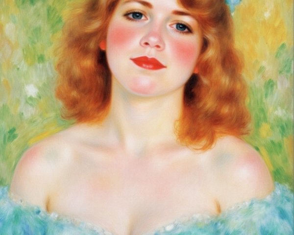 Digital Painting of Young Woman in Powder Blue Dress