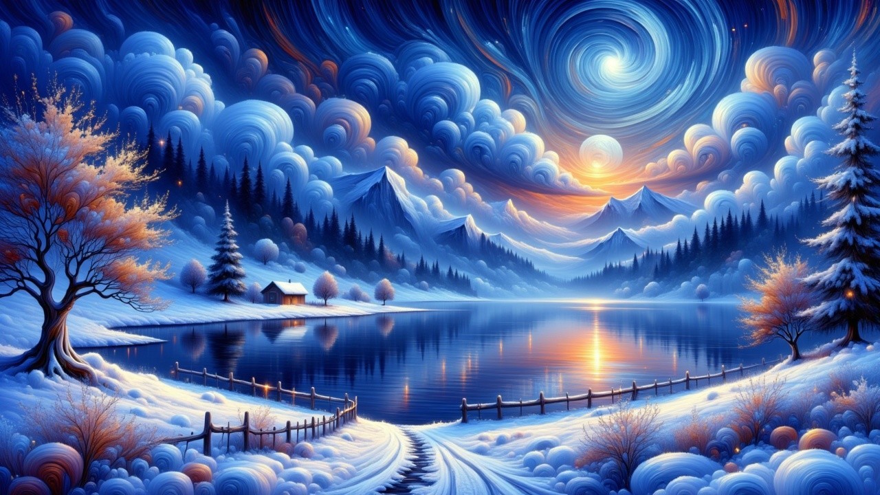 Intricate Digital Painting of a Winter Landscape