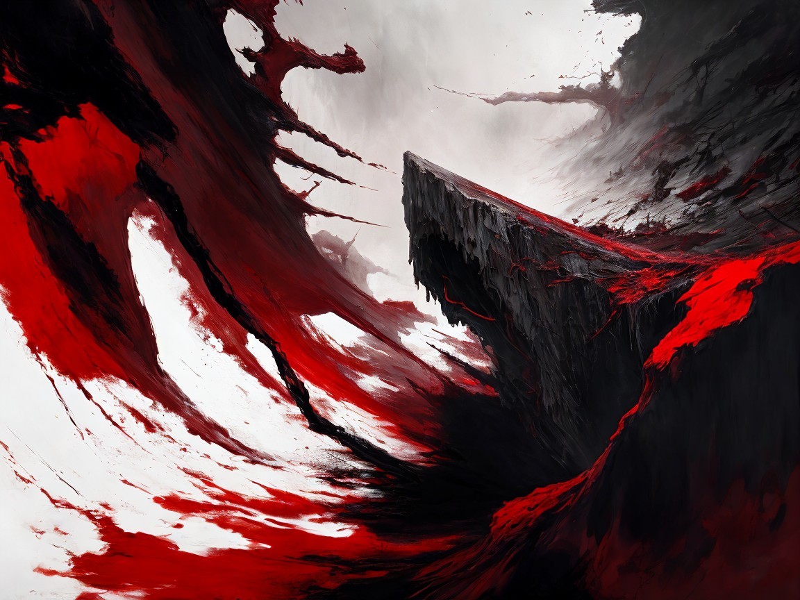 Dramatic Landscape of Reds and Blacks with Cliffs