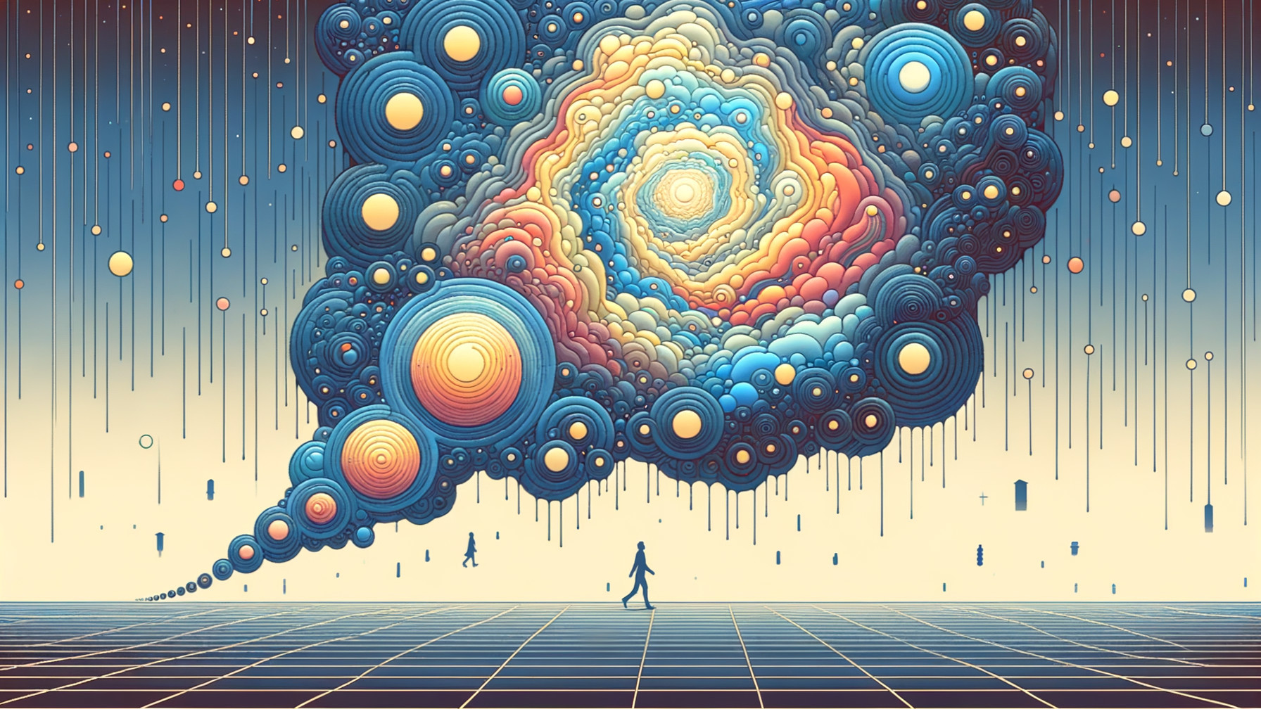 Surreal Landscape with Colorful Galaxy Clouds