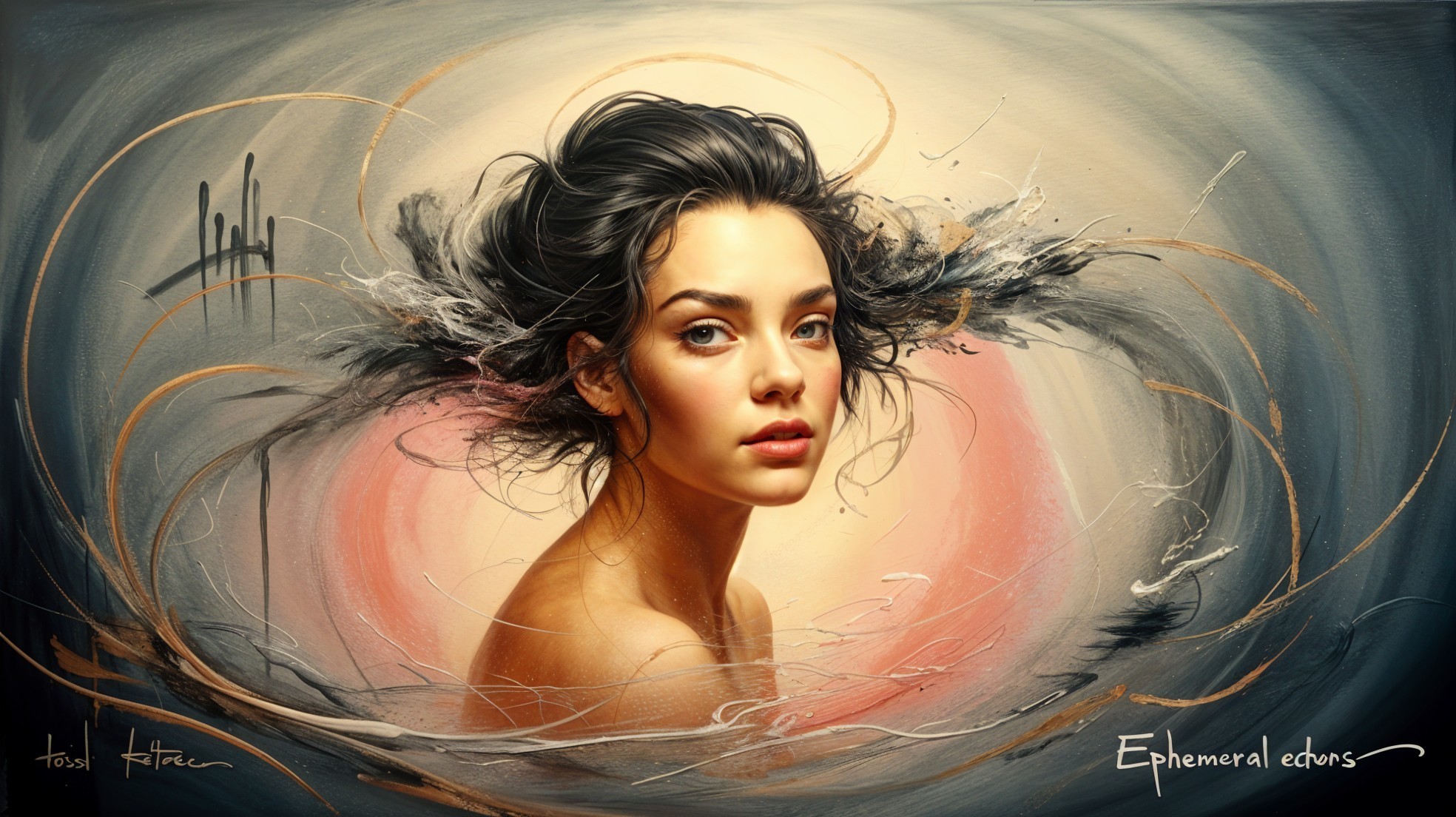 Portrait of a Woman with Abstract Elements and Hues