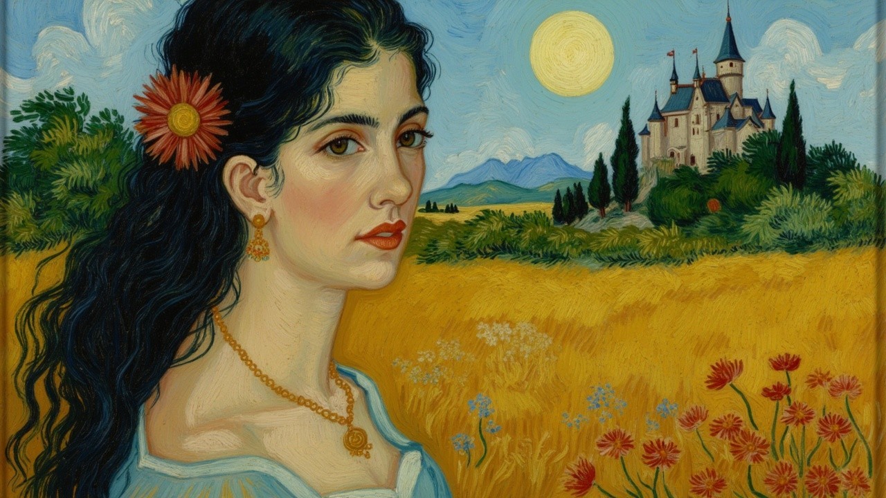 Portrait of a Young Woman in a Serene Landscape
