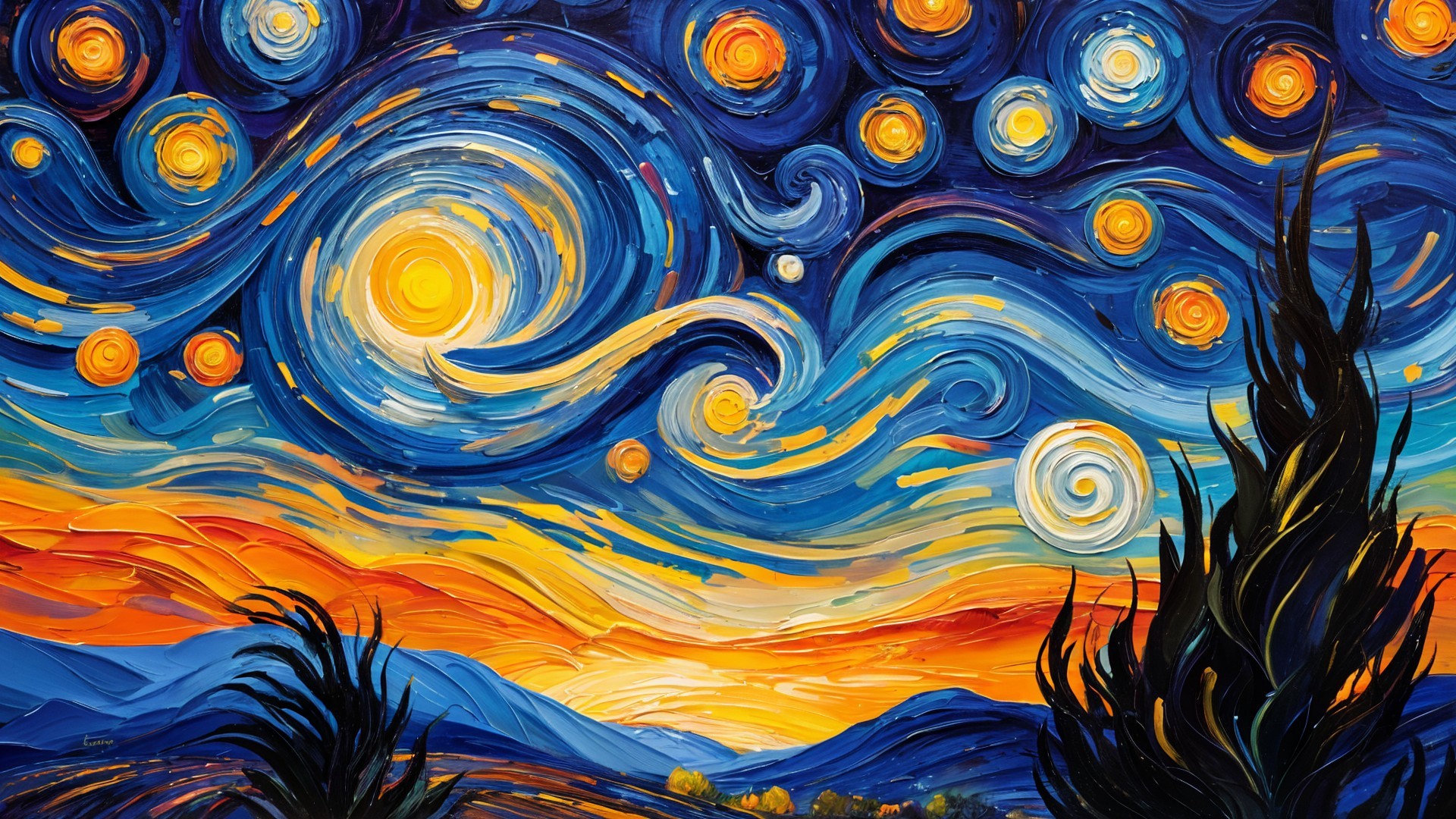 Vibrant Night Sky with Stars and Bright Moon