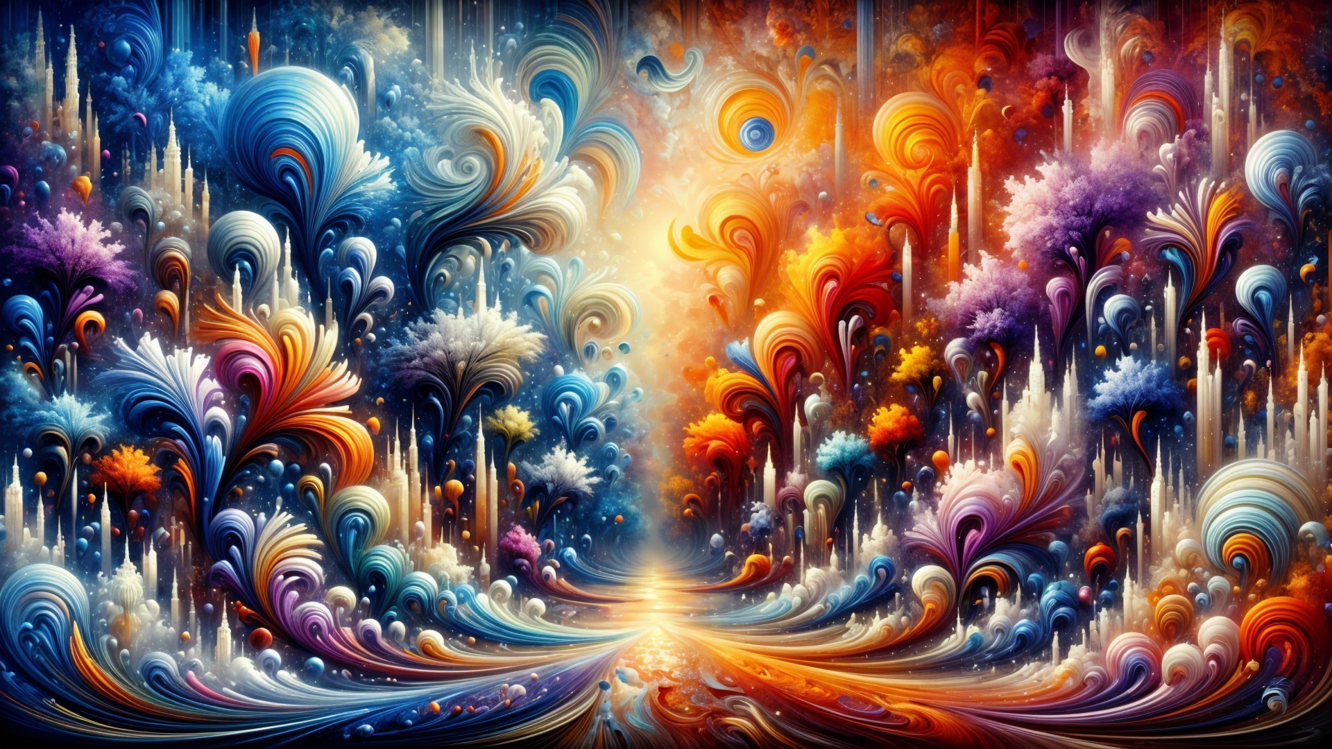 Vibrant Abstract Landscape with Colorful Forms