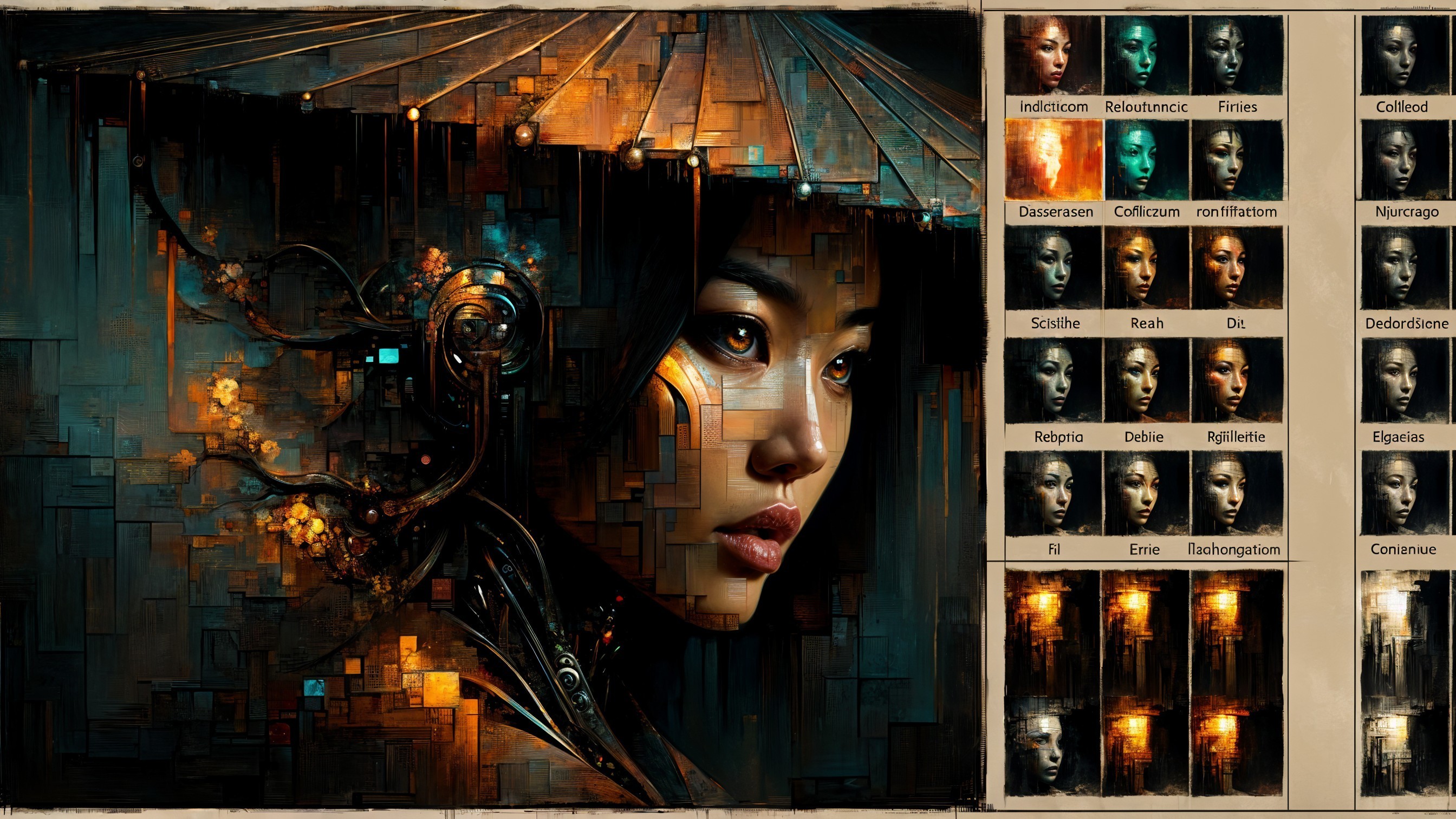 Abstract Portrait of a Woman with Artistic Details