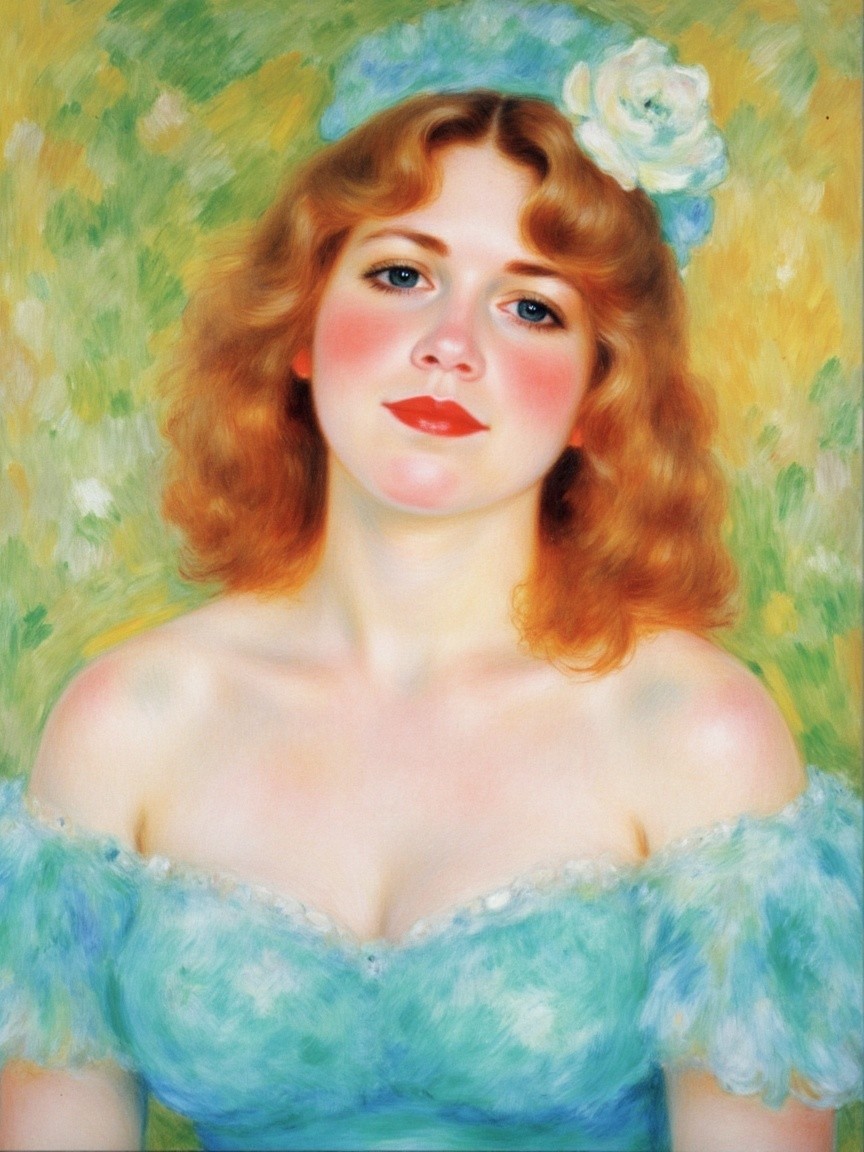 Digital Painting of Young Woman in Powder Blue Dress