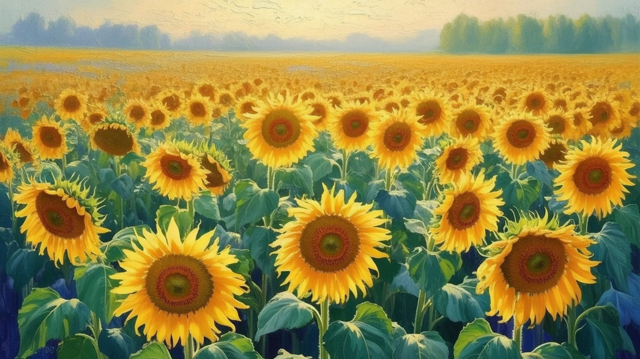 Vibrant Sunflower Field Under Warm Sunlight