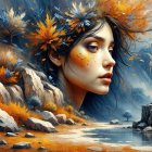 Glamorous 1920s Woman in Vibrant Cityscape Artwork
