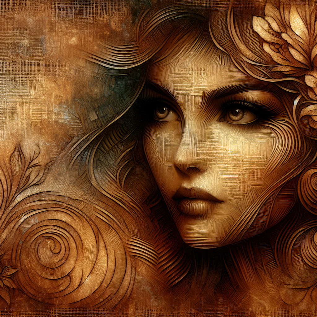 Stylized portrait of a woman's face with floral motifs