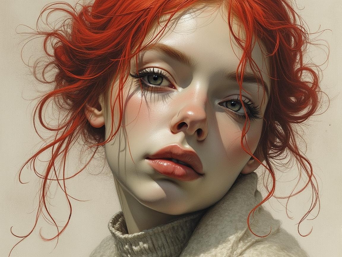 Close-Up Portrait of a Young Woman with Red Hair