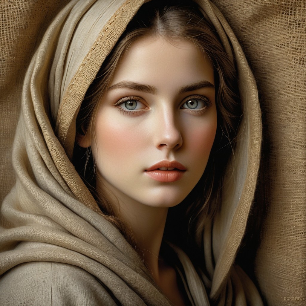 Close-Up Portrait of a Young Woman with Blue Eyes